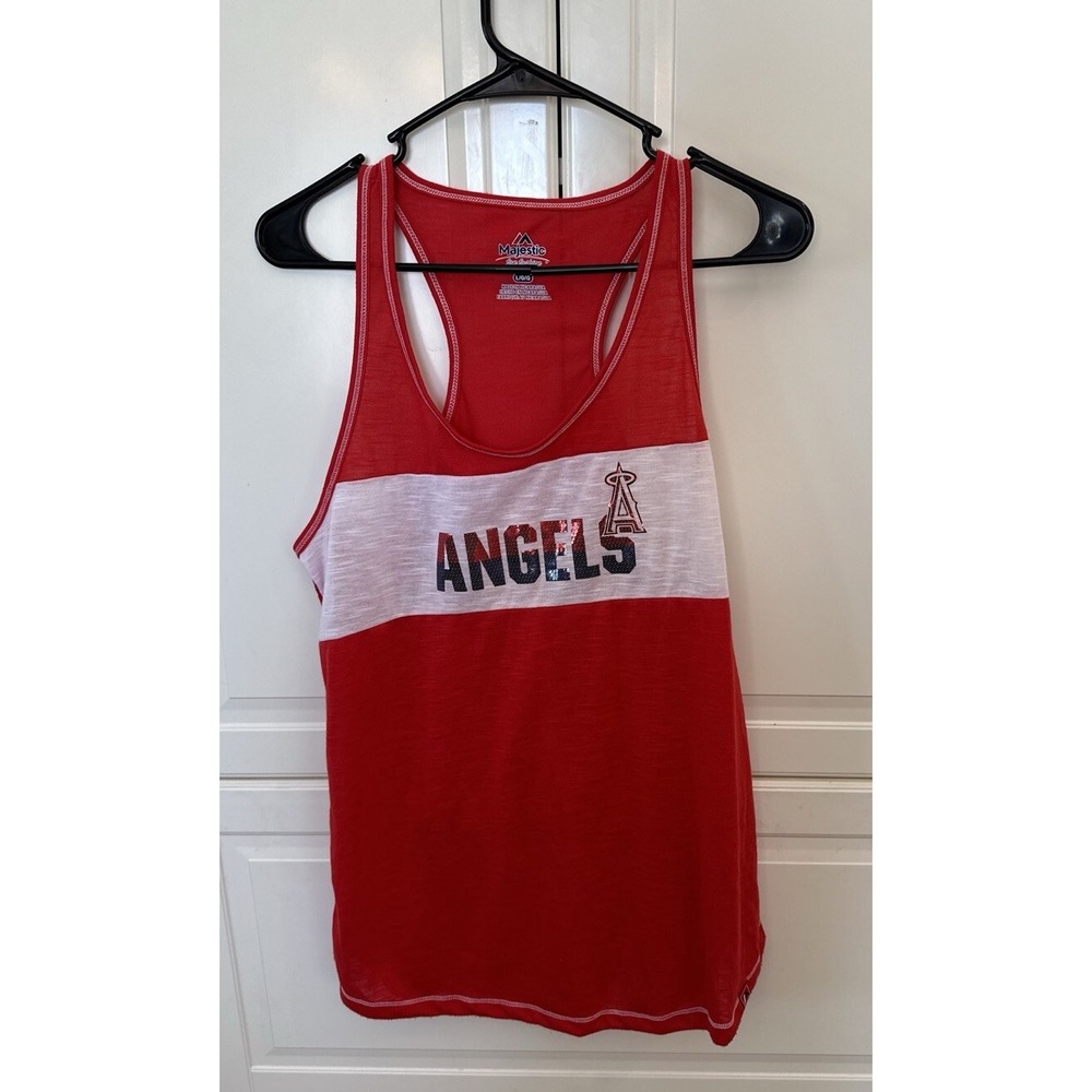 Majestic Women's Los Angeles Angels of Anaheim Game Time Glitz Tank, Red, Sz LG.